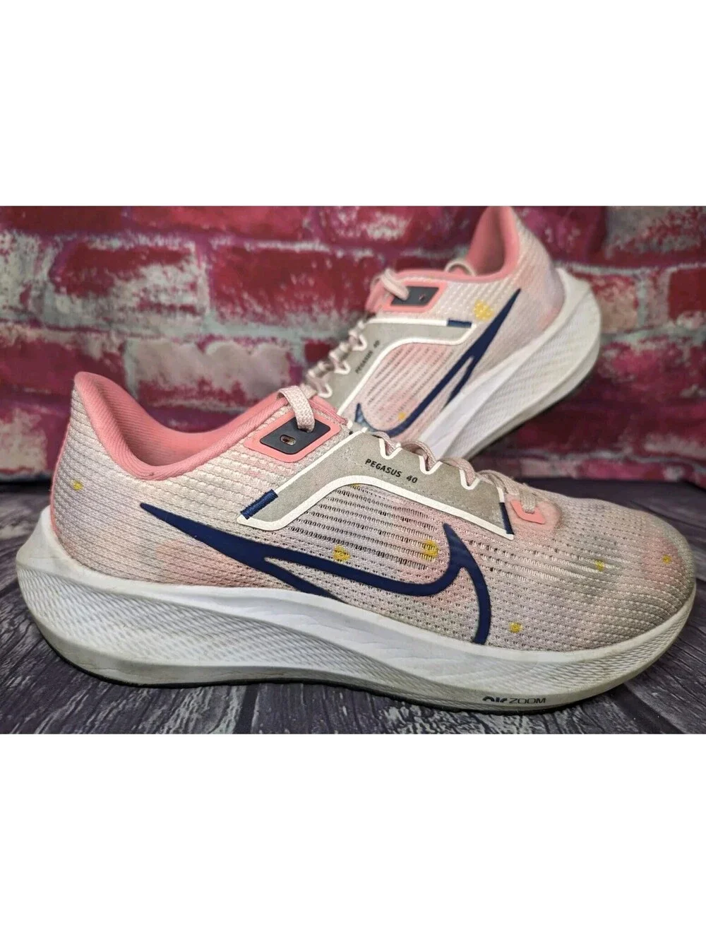 Nike Air Zoom Pegasus 40 Floral Watercolor Pearl Pink Running Shoes Women 8.5 40